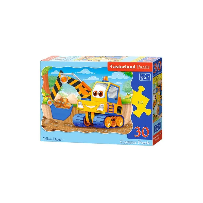 PUZZLE 30 ELEMENTÓW ŻÓŁTA KOPARKA CASTORLAND 4+
