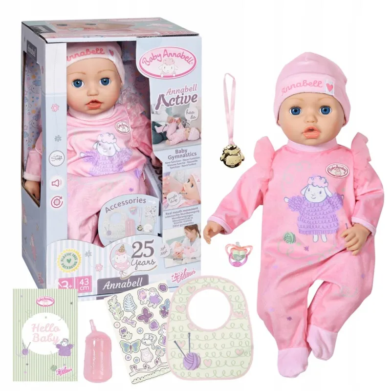 LALKA INTERAKTYWNA BABY ANNABELL 43 CM ACTIVE FUNKCJE REALISTYCZNE 3+