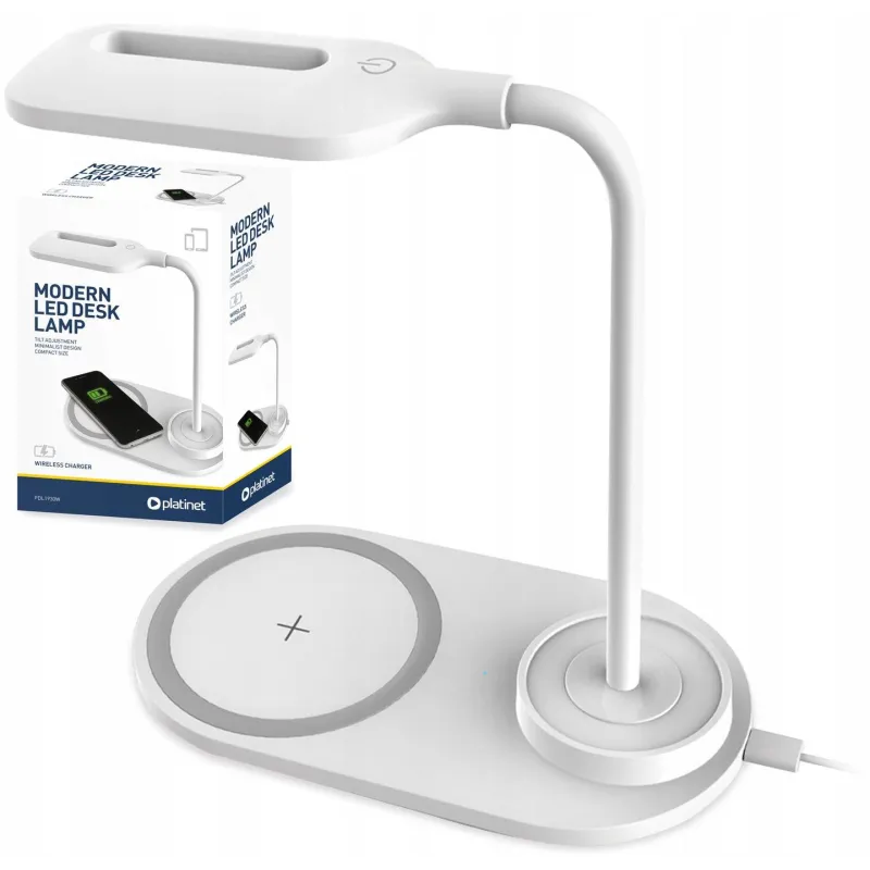 LAMPKA LED NA BIURKO Z ŁADOWANIEM BEZPRZEWODOWYM PLATINET PDL1930