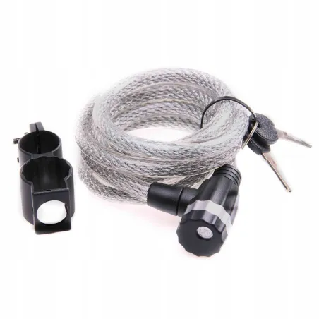 Blokada Rowerowa Spiral Strong 180Cm/12Mm Z Uchwytem Srebrna