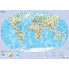 ŚWIAT MAPA FIZYCZNA PLANSZA EDUKACYJNA NA ŚCIANĘ I BIURKO - Demart