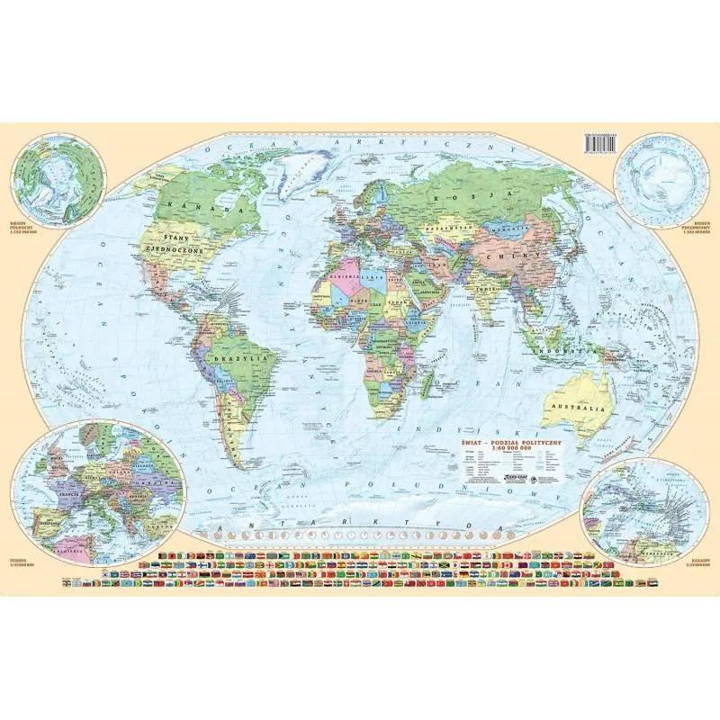 PODKŁADKA NA BIURKO DWUSTRONNA MAPA ŚWIAT FIZYCZNO-ADMINISTRACYJNA EKO - Eurograf