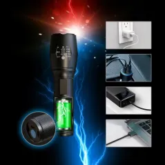 LATARKA TAKTYCZNA LED AKUMULATOROWA 400LM ALUMINIUM EXTRALINK