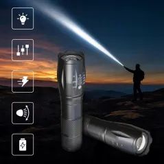 LATARKA TAKTYCZNA LED AKUMULATOROWA 400LM ALUMINIUM EXTRALINK