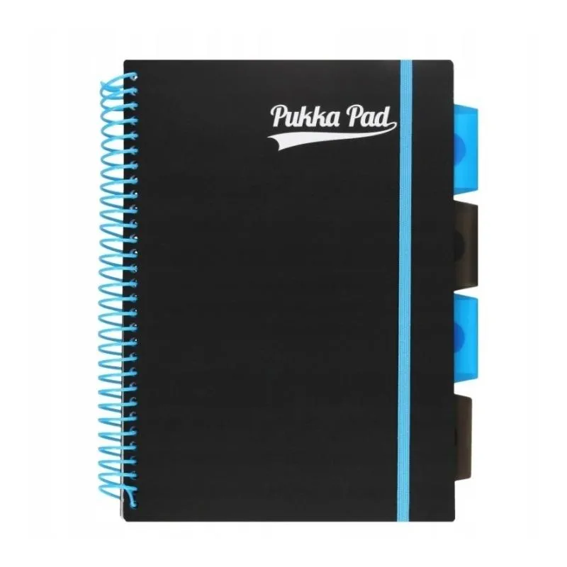 KOŁOZESZYT NEON 100KARTEK 4 PRZEKŁADKI CZARNY B5 PUKKA PAD