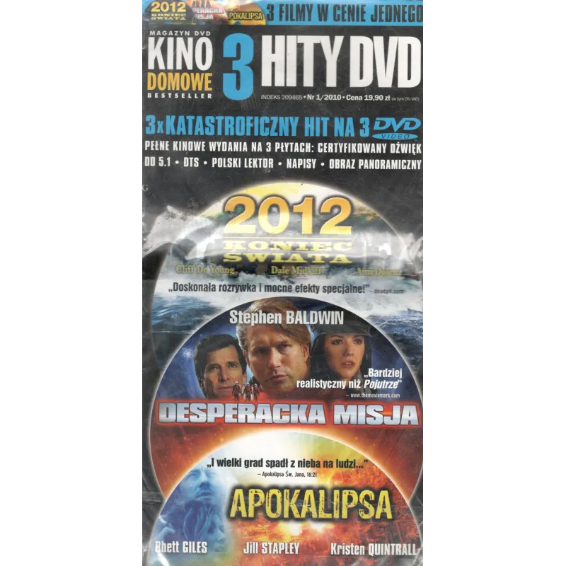 2012 KONIEC ŚWIATA + DESPERACKA MISJA + APOKALIPSA DVD PL