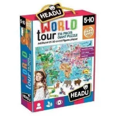 PUZZLE PODRÓŻ DOOKOŁA ŚWIATA HEADU EDUKACYJNE MONTESSORI 5+
