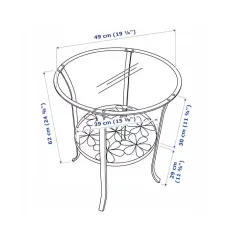 STOLIK KAWOWY IKEA KLINGSBO METAL SZKŁO Z PÓŁKĄ 49X62 CM