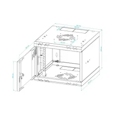 SZAFA SERWEROWA RACK 10 CALI 4U 300 MM WISZĄCA Z SZYBĄ CZARNA STALFLEX S-RC10-4U-300GB
