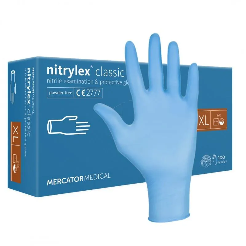 RĘKAWICZKI NITRYLOWE MERCATOR NITRYLEX CLASSIC XL NIEBIESKIE 100 SZT