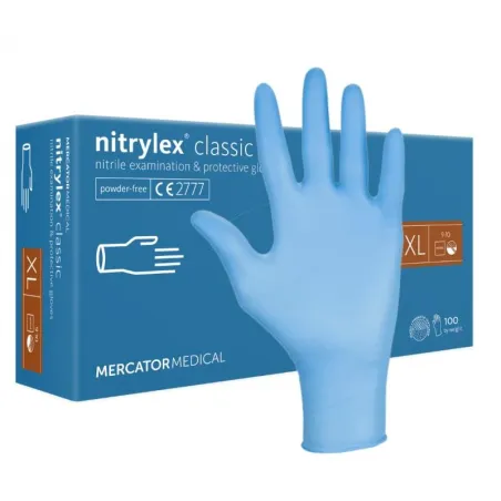 RĘKAWICZKI NITRYLOWE MERCATOR NITRYLEX CLASSIC XL NIEBIESKIE 100 SZT