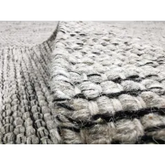 Dywan Wełniany Okrągły Do Salonu 160 Cm Otago Szaro Czarny Indie