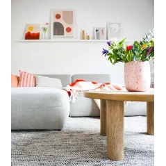 DYWAN WEŁNIANY OKRĄGŁY DO SALONU 160 CM OTAGO SZARO CZARNY INDIE