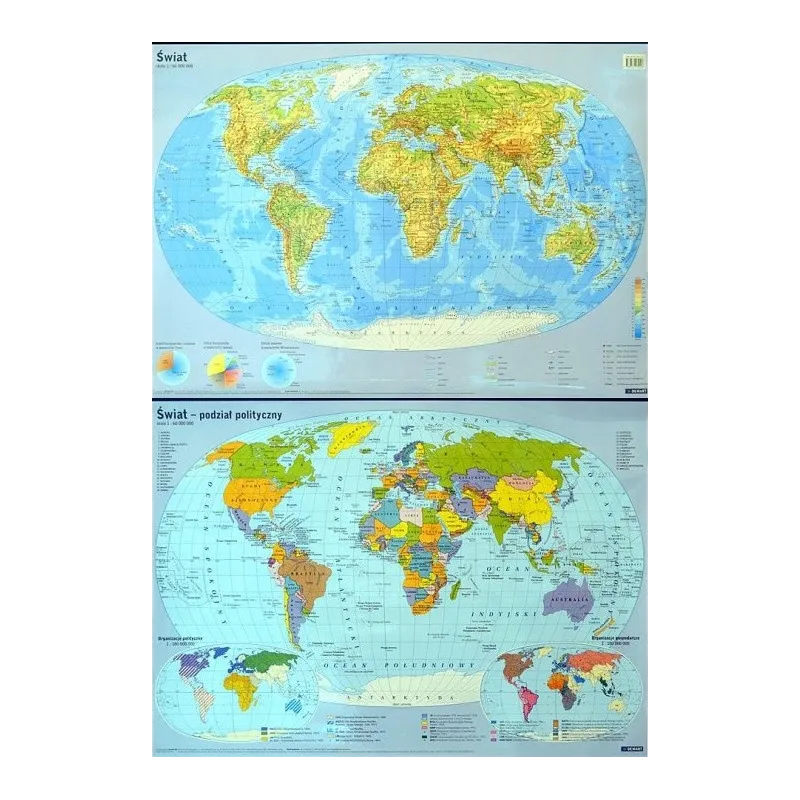 ŚWIAT. MAPA ŚCIENNA FIZYCZNO-POLITYCZNA DWUSTRONNA - Demart