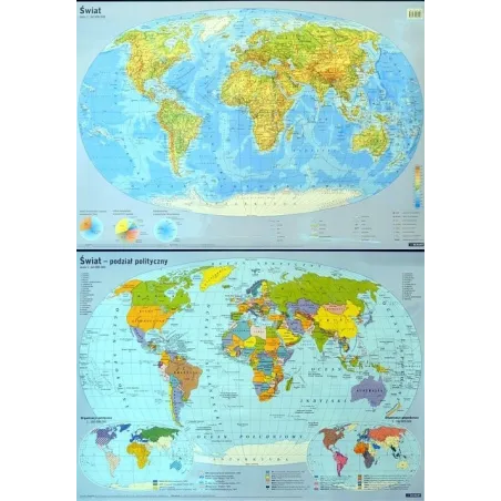 ŚWIAT. MAPA ŚCIENNA FIZYCZNO-POLITYCZNA DWUSTRONNA - Demart
