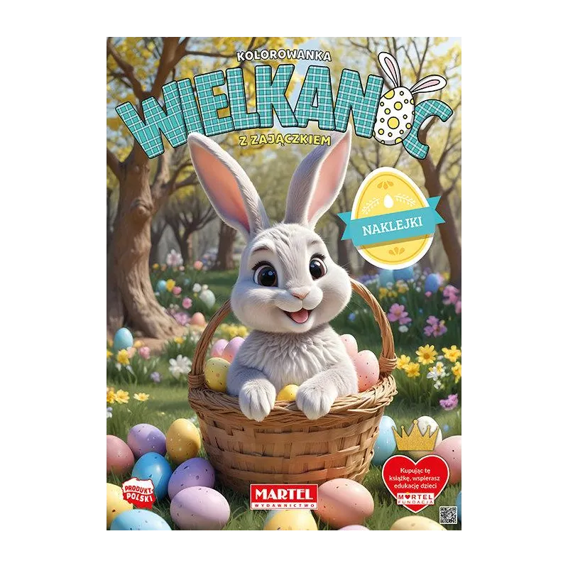 WIELKANOC Z ZAJĄCZKIEM KOLOROWANKA Z NAKLEJKAMI