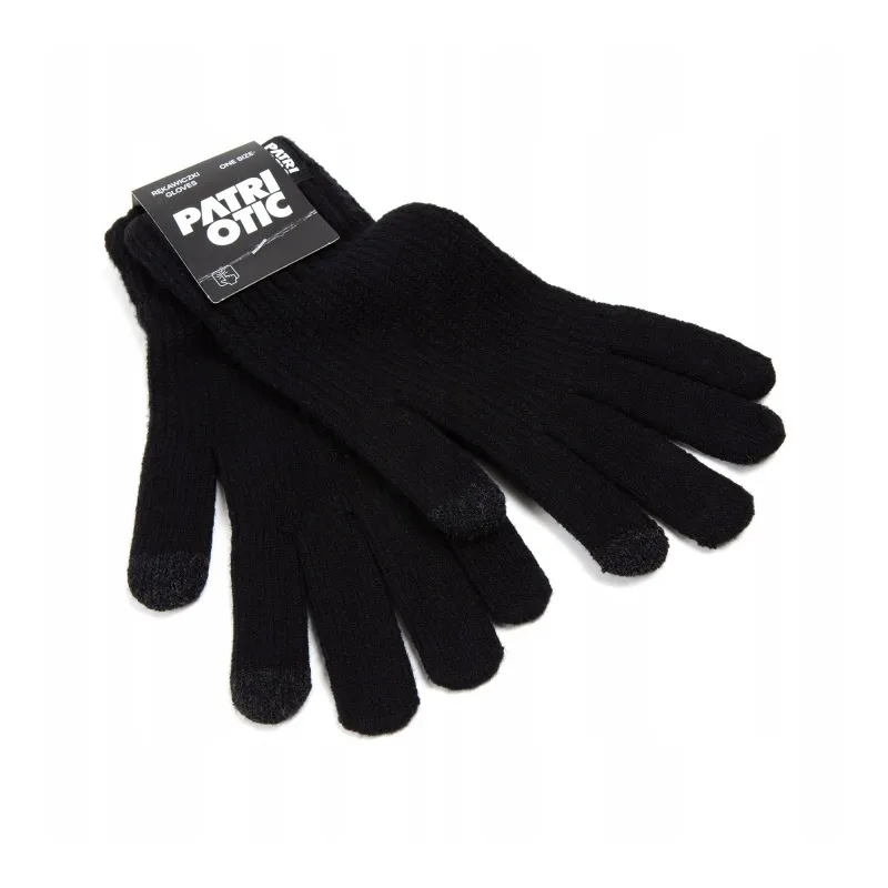 RĘKAWICZKI ZIMOWE MĘSKIE PATRIOTIC CZARNE PIĘCIOPALCZASTE