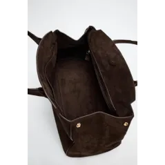 TORBA DAMSKA ZAMSZOWA BRĄZOWA ZARA