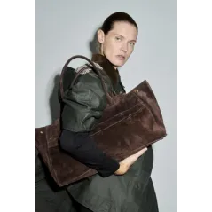 TORBA DAMSKA ZAMSZOWA BRĄZOWA ZARA