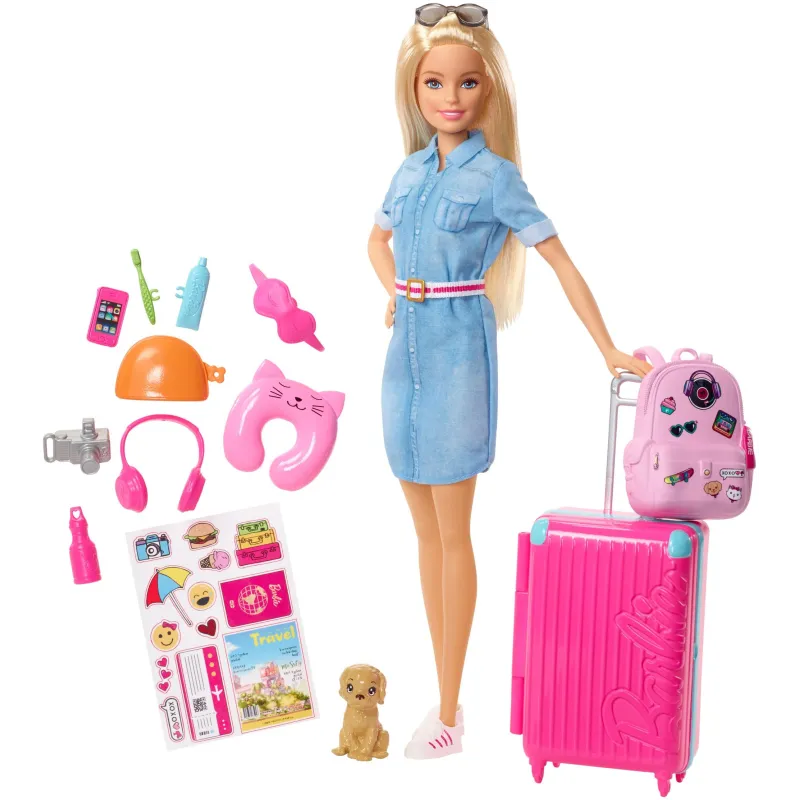 LALKA BARBIE W PODRÓŻY Z PIESKIEM I AKCESORIAMI 3+ - Mattel