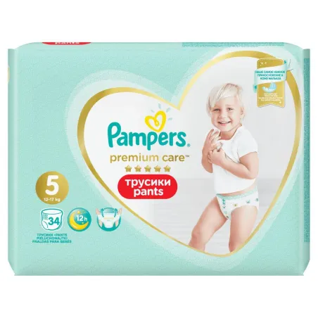 Pieluchomajtki Pampers Premium Care Rozmiar 5 Junior 12-17 Kg 34 Szt.