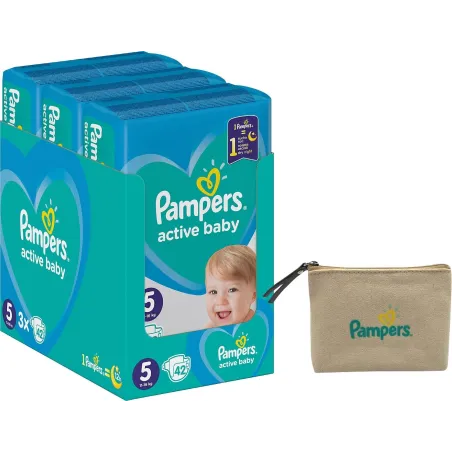 PIELUCHY PAMPERS ACTIVE BABY 126 SZT. ROZMIAR 5 11-16 KG + KOSMETYCZKA - Procter & Gamble