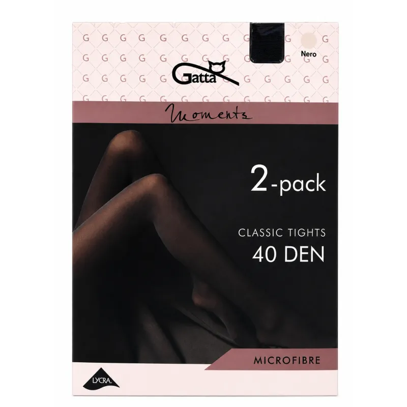 RAJSTOPY CZARNE 2-PACK MICROFIBRA 40 DEN ROZMIAR 2-S GATTA