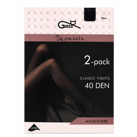 RAJSTOPY CZARNE 2-PACK MICROFIBRA 40 DEN ROZMIAR 2-S GATTA
