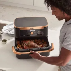 FRYTKOWNICA BEZTŁUSZCZOWA AIR FRYER NINJA FOODI FLEXDRAWER AF500EUDBCP 10,4L DUAL ZONE CZARNO MIEDZIANY