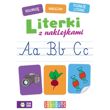 LITERKI Z NAKLEJKAMI. KOLOROWA AKADEMIA 4+ - Zielona Sowa