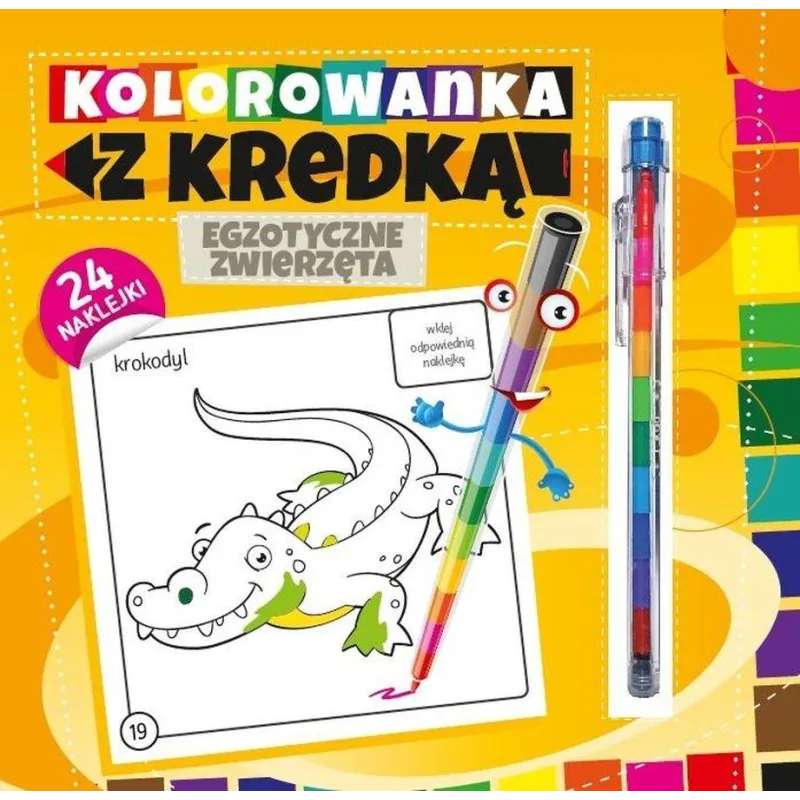 DZIKIE ZWIERZĘTA KOLOROWANKA Z KREDKĄ - Wydawnictwo Pryzmat