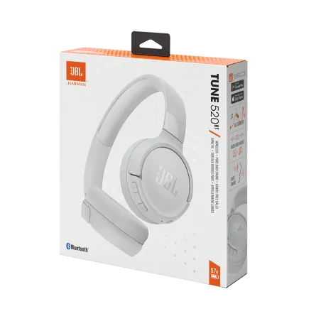 Słuchawki Nauszne Bezprzewodowe Jbl Tune 520Bt Białe Bluetooth Pure Bass