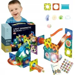 KLOCKI MAGNETYCZNE ŚWIECĄCE DUŻE TOR KULKOWY MADEJ 6+