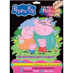 Rodzinka jest super! Świnka Peppa. Zdrapuj koloruj naklejaj Opracowanie zbiorowe