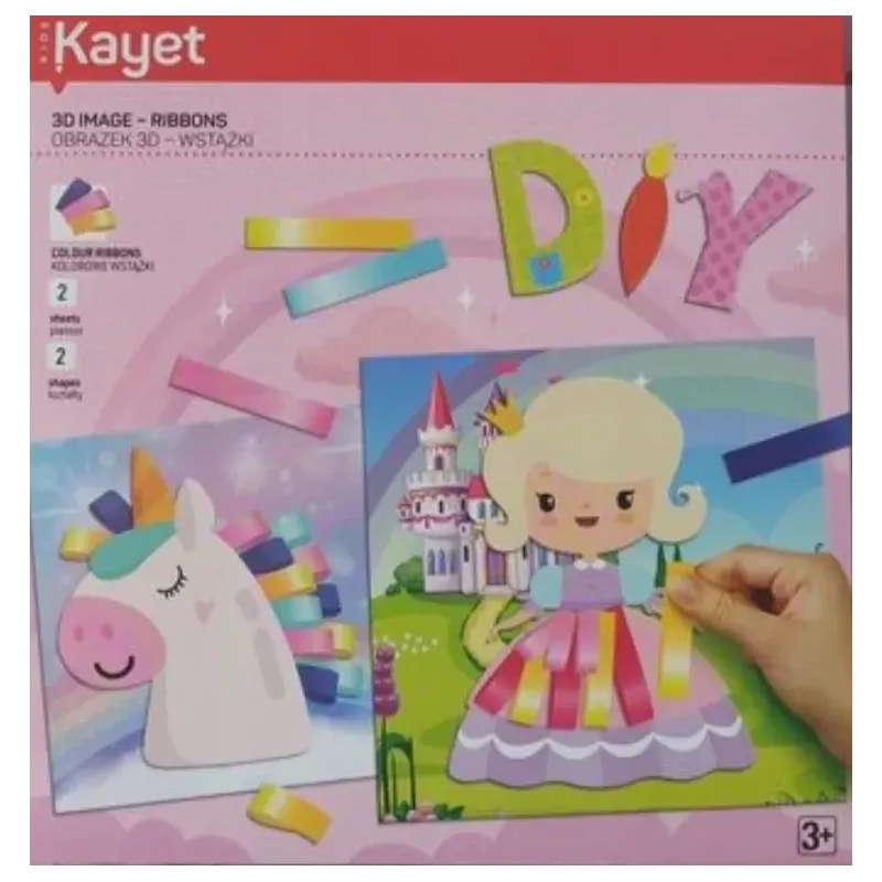 WYKLEJANKI DIY OBRAZEK 3D WSTĄŻKI ZESTAW KREATYWNY 3+