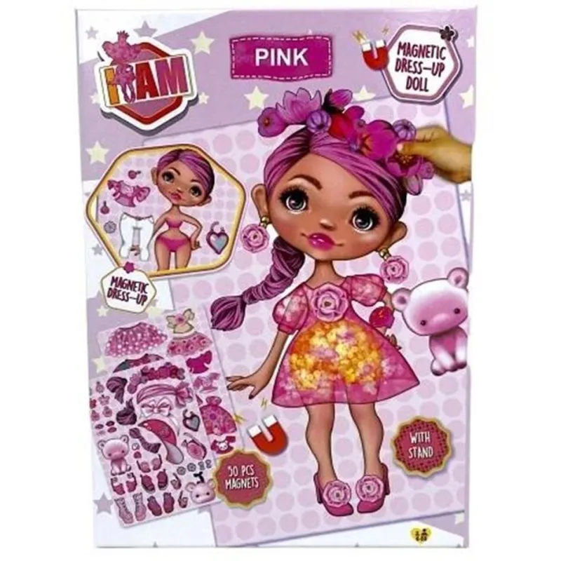 I AM PINK LALKA + MAGNETYCZNE UBRANKA 50 ELEMENTÓW