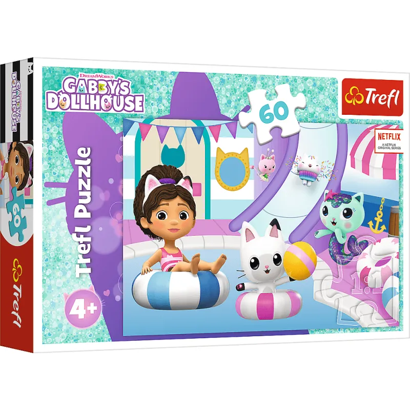 PUZZLE GABBY NA BASENIE 60 ELEMENTÓW TREFL 4+