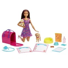 BARBIE LALKA ADOPCJA PIESKÓW ZESTAW MATTEL 3+