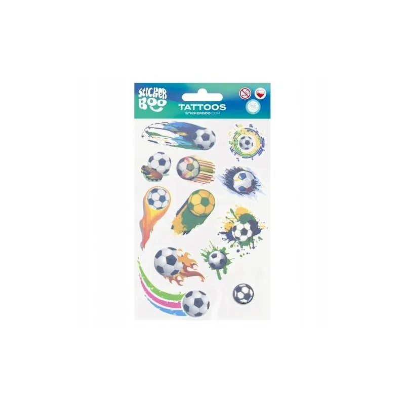 PIŁKA NOŻNA FOOTBALL. ZESTAW TATUAŻY DLA DZIECI STICKER BOO 12 SZTUK
