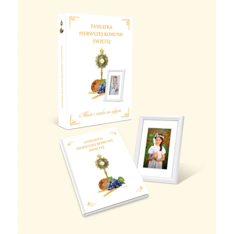 PAMIĄTKA PIERWSZEJ KOMUNII ŚWIĘTEJ ALBUM + RAMKA NA ZDJĘCIE - Wilga