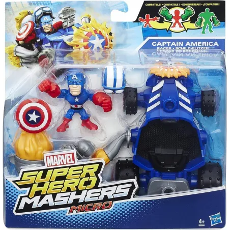 FIGURKA Z POJAZDEM HERO MASHERS MICRO MARVEL KAPITAN AMERYKA 4+ - Hasbro