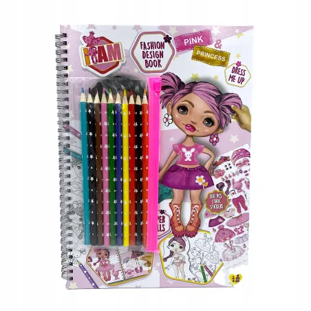 I AM PINK PRINCESS. FASHION DESIGN BOOK  & SZKICOWNIK MODOWY + KREDKI