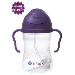 BIDON NIEKAPEK ZE SŁOMKĄ FIOLETOWY 240 ML B.BOX 6M+ - b.box