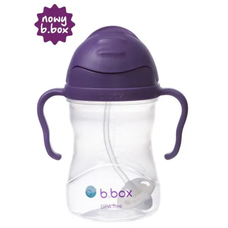 BIDON NIEKAPEK ZE SŁOMKĄ FIOLETOWY 240 ML B.BOX 6M+ - b.box