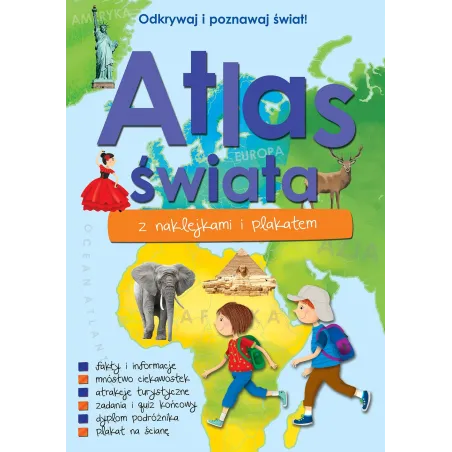 ATLAS ŚWIATA Z NAKLEJKAMI I PLAKATEM - Wilga