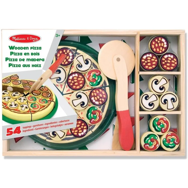PIZZA DREWNIANA Z DODATKAMI ZABAWKA EDUKACYJNA MELISSA & DOUG 3+