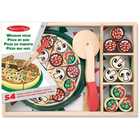 PIZZA DREWNIANA Z DODATKAMI ZABAWKA EDUKACYJNA MELISSA & DOUG 3+