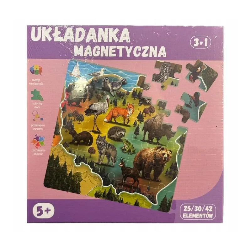 UKŁADANKA MAGNETYCZNA 3W1. 25/30/42 ELEMENTY 5+