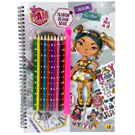 I AM JULIA GLITTER FASHION DESIGN BOOK + KREDKI