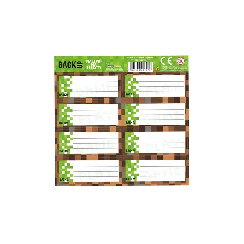 NAKLEJKI NA ZESZYT MINECRAFT 16 SZT DERFORM